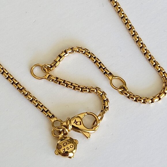 David Yurman Albion 18K Yellow Gold Pink Tourmaline Pendant & Box Chain Necklace - Picture 6 of 15